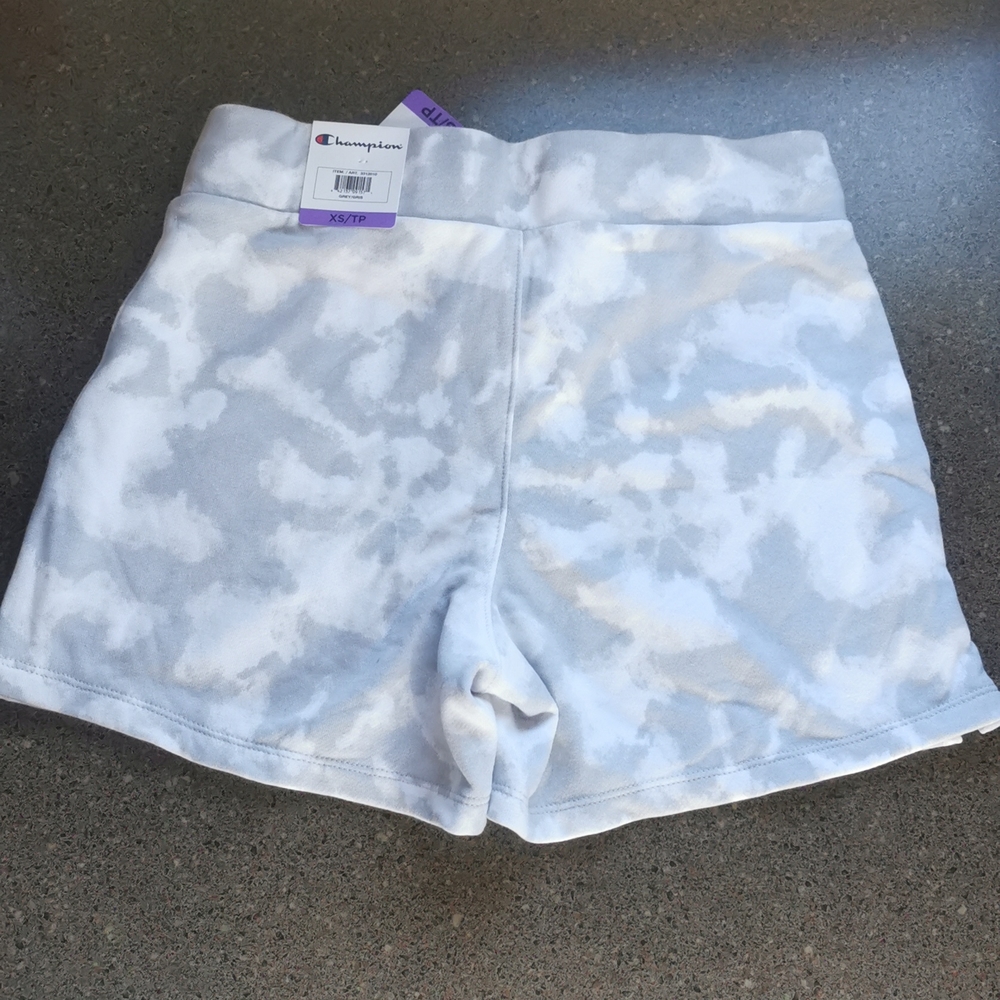 XS extra small Champion Shorts Grey Gray White tie dyed NWT New - Picture 4 of 10